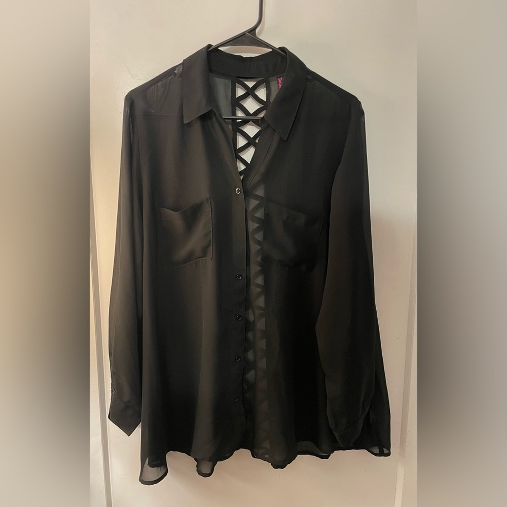 TATTOO ME | Black Lace-Up Detail Blouse 💘✨